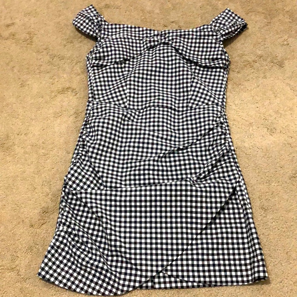 Gingham off shoulder dress